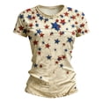 thumbnail image 5 of 4th of July Womens T Shirts Patriotic Vintage Casual Print Summer Short Sleeve Crew Neck Independence Day Trendy Tops Light Yellow L, 5 of 7