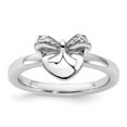thumbnail image 4 of Auriga Fine Jewelry 925 Sterling Silver Heart with Bow Diamond Ring Size 9for Women, 4 of 6