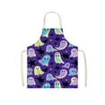 thumbnail image 2 of Spooky Print Kitchen Apron - Adjustable Halloween Cooking Apron Full Coverage Protective Smock Craft Painting Baking Bib(Purple), 2 of 6