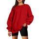 thumbnail image 1 of Gibobby Sudadera Mujer Moda Suéter holgado de otoño e invierno para mujer, sin capucha con manga de hombro de Color sólido (Rojo, M), 1 of 3