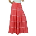 thumbnail image 1 of Bimba Jupe Longue Évasée en Coton pour Femmes Boho Maxi Bas Taille Élastique Vêtements, 1 of 7