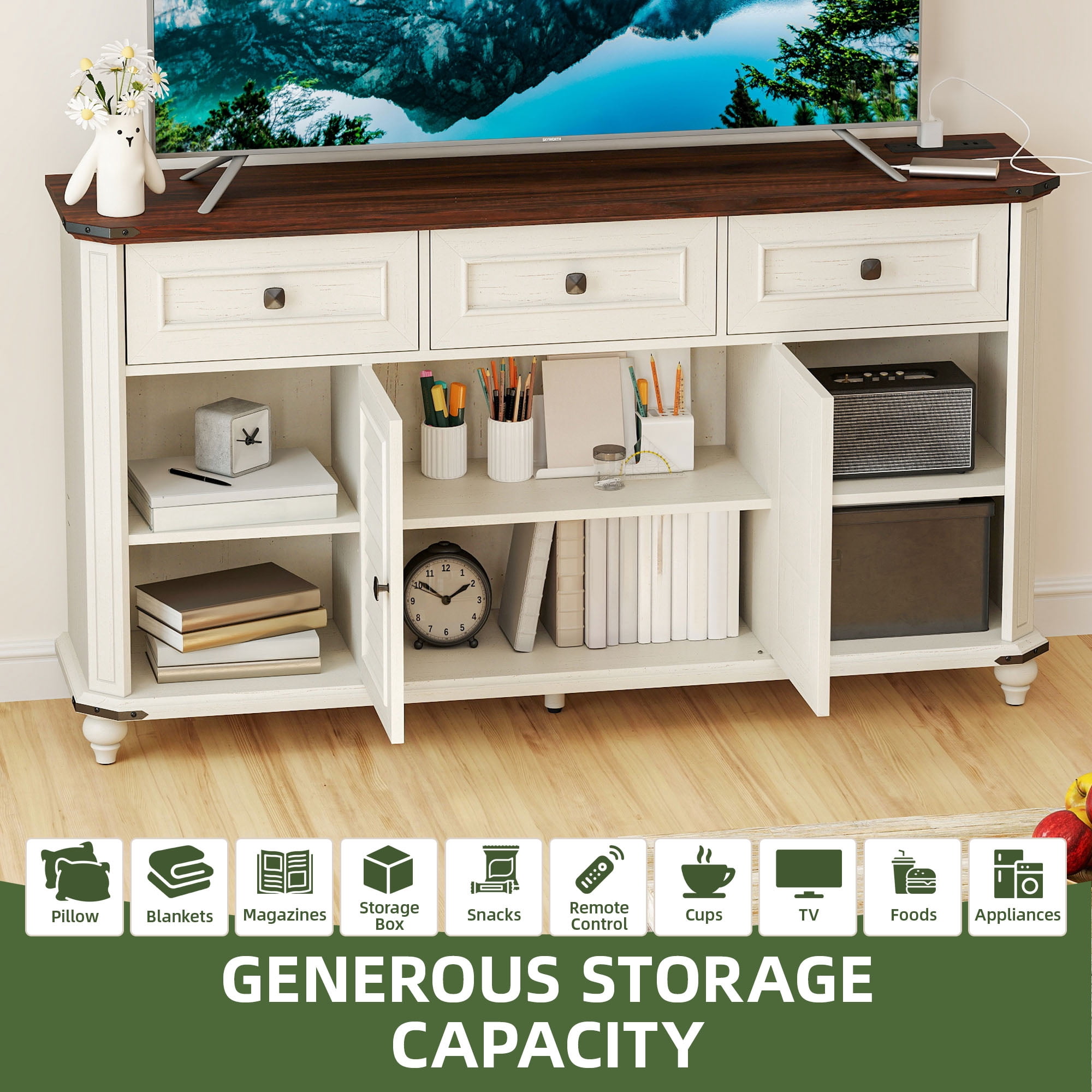 Uforic TV Stand for 65" with Drawers, Entertainment Center for Living Room,TV Media Console Cabinet