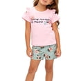 thumbnail image 7 of Mifsaly Toddler Girls 2 Piece Summer Outfits Cold Shoulder Short Sleeve Graphic T-Shirts with Appliques and Floral Shorts, 7 of 7