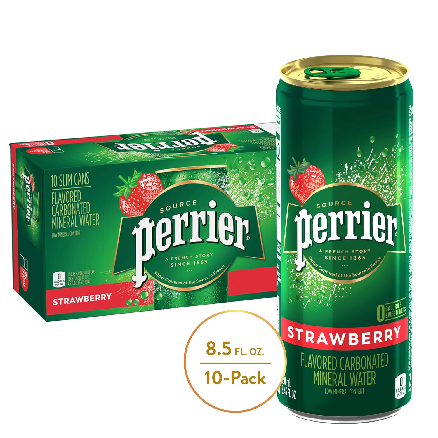 Perrier Strawberry Flavored Carbonated Mineral Water, 8.45 fl oz. Slim