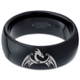 thumbnail image 2 of Tungsten Dragon Dragons Fire Breather Folklore Band Ring 8mm Men Women Comfort Fit Black Dome Polished, 2 of 4