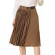 thumbnail image 1 of Falda plisada de cintura alta hasta la rodilla retro para mujer marrón L, 1 of 5