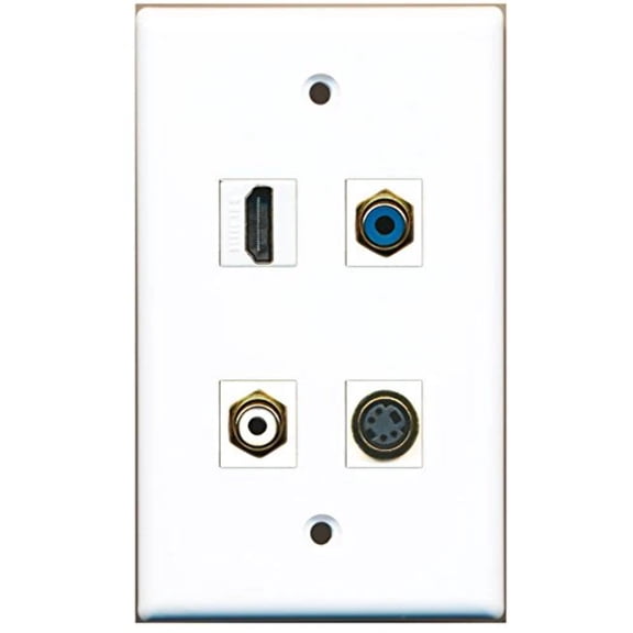 RiteAV - 1 Port HDMI 1 Port RCA White 1 Port RCA Blue 1 Port S-Video Wall Plate
