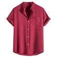 thumbnail image 2 of Patlollav Mens Summer Fashion Short Sleeve Casual Solid Color Button-Up Shirts, 2 of 6