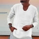 thumbnail image 1 of pstuiky Camisas de invierno de manga larga para hombre, Camiseta de manga larga con cuello en V para hombre, color liso, a la moda tops de invierno para hombre s, 1 of 6