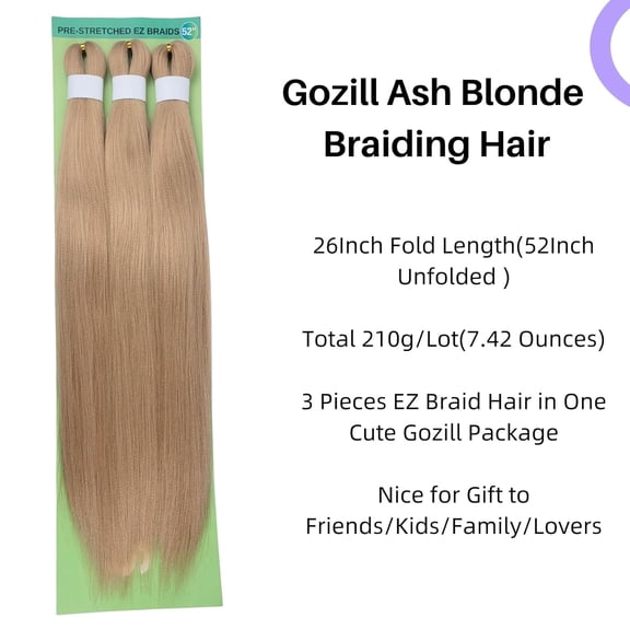 WEIF-Ash Blonde Braiding Hair Pre Stretched Mixed Knotless Braids Hair Extension for Braiding