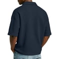 thumbnail image 4 of GrmtClth Waffle Knit Polo Shirts for Men Oversized Short Sleeve Tops Basic Collared T-Shirts Fashion with Pocket Clothes Solid Navy 3XL, 4 of 6
