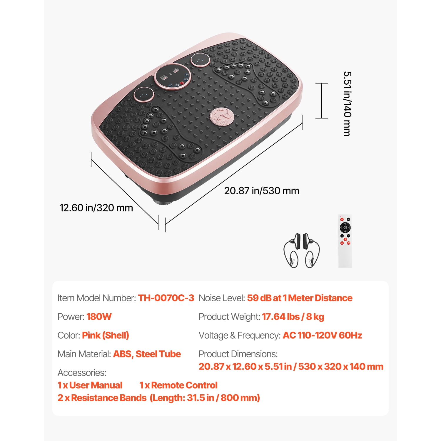 KFFKFF Vibration Plate Exercise Machine with Magnetic Acupoints for Lymphatic Support and Fitness, Home Workout Equipment with Resistance Bands for Men and Women, Pink