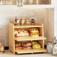 thumbnail image 2 of Vintage Double Layer Bread Box for Kitchen Counter Bamboo Bread Storage Container Large Capacity Bread Storage Bin (Natural Bamboo), 2 of 17