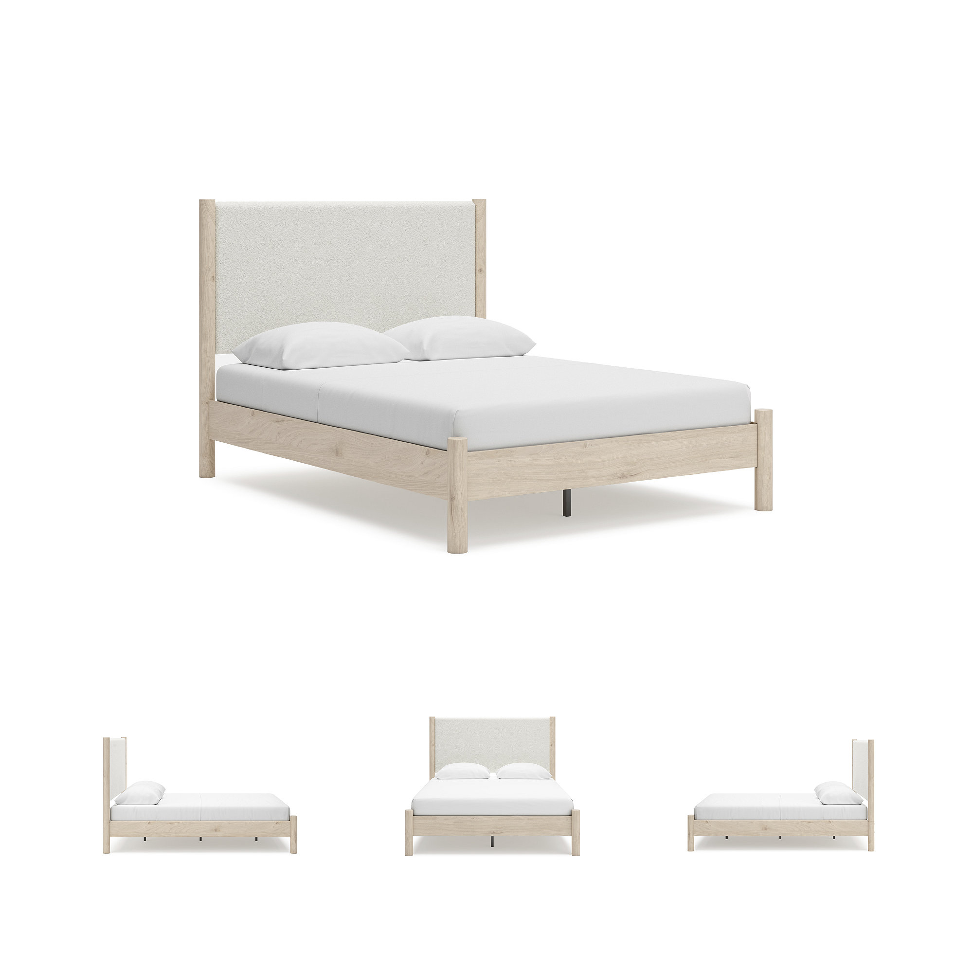 Signature Design by Ashley Cadmori Queen Upholstered Panel Bed with Two-Tone Finish and Rails