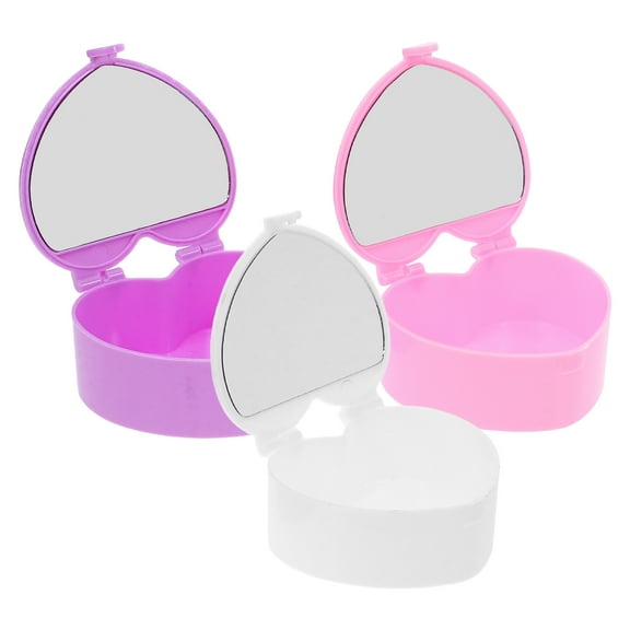Cute Heart Shaped Jewelry Box with Mirror for Storing Accessories 3 Pieces Portable Lightweight