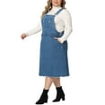 thumbnail image 4 of Agnes Orinda Women's Plus Size Jean Skirt Distressed Racerback Suspender Denim Overall Dress 4X Blue, 4 of 7