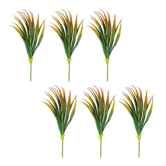 Injueey 6pcs/set elegante paquete de hierbas artificiales-buen efecto de decoración para espacios al aire libre ampliamente utilizado Decoración naranja