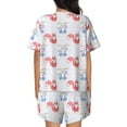 thumbnail image 3 of Bingfone Red Squirrel And Blue Rabbit Print Pajamas Sets for Women Soft Short-Sleeved Pjs with Lounge Shorts Two Piece Sleepwear, 3 of 8