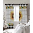 thumbnail image 4 of Sunflower Blackout Curtains for Bedroom Living Room Darkening Curtains 90 Inch Yellow Floral Summer Botanical Wooden Checkered Black Out Window Curtain Privacy Window Treatment Drapes 52"x90"x2, 4 of 9