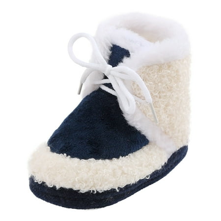 Quealent Baby Booties Winter Warm Snow Boots Baby Ankle Boots First Walker Crib Shoes (Navy 5.5)