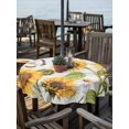 thumbnail image 2 of Outdoor Tablecloth with Umbrella Hole for Patio/Picnic/Party/Camping, Yellow Sunflowers Waterproof Table Cloth Round Cover Washable, Vintage Country Flowers Butterfly Wood Board (Dia 60"), 2 of 8