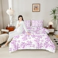 thumbnail image 4 of Manfei Cherry Blossom 3 Pieces Queen Comforter Set,Japanese Flower Ultra Soft Bedding Sets,Purple White Bedding Comforter Set,Breathable Floral Bedroom Decorative,Reversible, 4 of 8