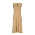 thumbnail image 4 of Mifsaly Cotton Dresses for Women Button Detail Midi Sleeveless Tank Dress Summer Lightweight Loose Fit Sundress with Pockets L, 4 of 9