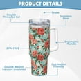 thumbnail image 5 of Salouo Rose Flowers for 40oz Water Bottle with Handle & Flip Straw - Stainless Steel Vacuum Insulated Tumbler-Reusable Travel Coffee Mug- Gifts for Women & Men, 5 of 8