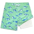 thumbnail image 3 of Pantalones cortos de baño LUCOWEE Compression Green Sharks para niños de 10 a 12 años, 3 of 9