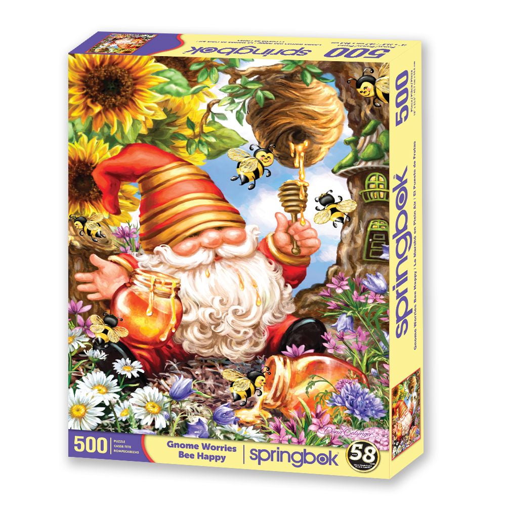 Springbok 500 Piece Gnome Worries Bee Happy Jigsaw Puzzle for Adults and Family