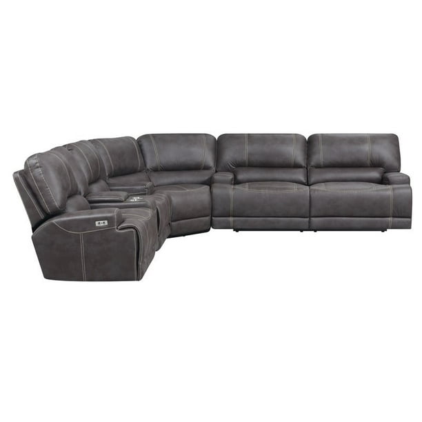 Faux Leather Power Recline Sectional, Leather Power Reclining Sectional