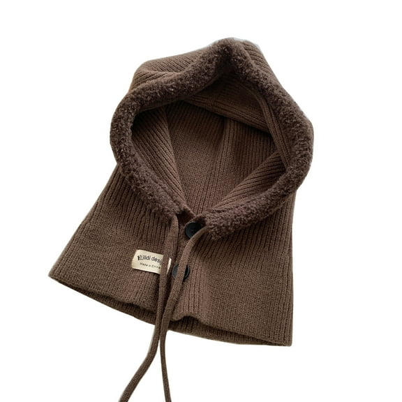 lanema Soft Warm Balaclava Cap Crochet Hooded Scarf Hat for Skiing Hiking Universal Lady Windproof Shawl Hat with Neck Covers