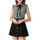 thumbnail image 1 of CAMISA DE OFICINA SIN MANGAS CON VOLANTES Y LAZO PARA MUJERES CHIC INSPIRAR GINGHAM 3XL NEGRO, 1 of 7