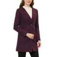thumbnail image 5 of Allegra K Women's Half Lapel Long Sleeves One Button Winter Mid-Length Overcoat, 5 of 6