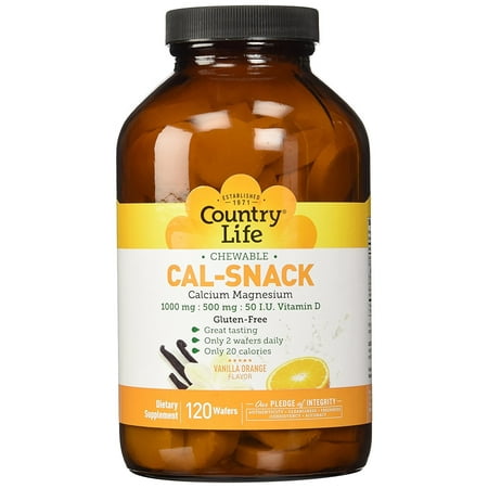 Country Life Cal-Snack Chewable Calcium with Magnesium (Milk-Free), 120-Wafer
