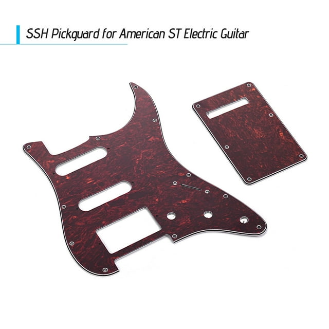 Red Tortoise SSH Pickguard Set for American ST Electric Guitars - 4-Ply PVC & Celluloid Construction with Back Plate, 18 Screws, Protective Film - Single-Single-Humbucker Configuration, 0.1in