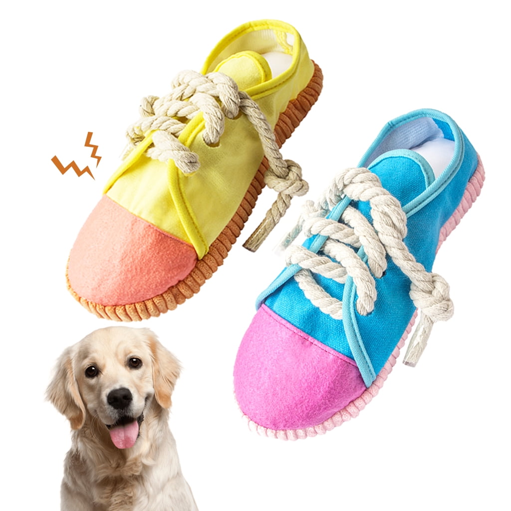 Blublu Park 2PCS Durable Dog Shoe Toys, Interactive Squeaky Chew Shoes