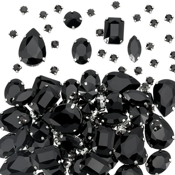 150Pcs 6 Style Sew on Rhinestone Glass Rhinestone with Iron Prong Settings Garments Accessories Faceted Mixed Color 5.3~25x5.3~18x4.2~8mm Hole: 1.5mm