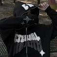 thumbnail image 5 of Sudadera con capucha holgada de gran tamaño con estampado de letras de burbuja estilo Harajuku retro Y2K para hombre, ropa de calle informal gótica para parejas, 5 of 5