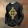 thumbnail image 2 of Dwelliawo St.patrick's Waffle Long Sleeve T Shirt Men Printed Waffle Knit Long Sleeve T Shirt St Patricks Day Slainte Clover Shamrock Print Tees Crewneck Tops Black 2XL, 2 of 5
