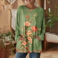 thumbnail image 4 of Stamzod Long Sleeve Shirts Womens Vintage Business Casual Blouses with Pocket Casual Basic T-Shirts Green B XL, 4 of 7