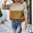 thumbnail image 4 of Jjayotai Women's Oversized Batwing Sweaters, 2024 Fall Outfits Crewneck Colorblock Ribbed Knit Trendy Pullover Tops Khaki S, 4 of 7