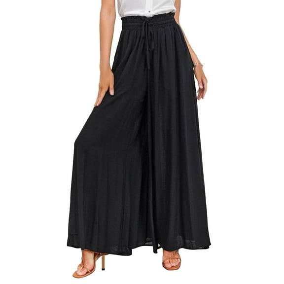 Weardear Wide Leg Pants for Women Casual Elastic High Waist Pants with Pockets