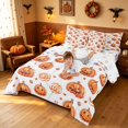 thumbnail image 4 of Homewish Halloween Pumpkin Queen Bedding, Watercolor Lollipop Bedding Comforter Set Queen, White Orange, Pumpkin Bat Reversible 7-Piece, 4 of 7