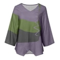 thumbnail image 4 of Womens Graphic T Shirts Color Block Long Sleeve V Neck Asymmetric Hem Fashion Workout Clothes Purple L, 4 of 4
