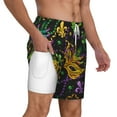 thumbnail image 3 of Balery Mardi Gras Surface Mens Swim Trunks Swim Shorts for Men Quick Dry Inseam Beach Shorts with Compression Liner Pocket-Medium, 3 of 9