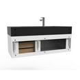 thumbnail image 4 of Nile 48" White Wood Floating Vanity with Black Top and Gold Trim, 4 of 8