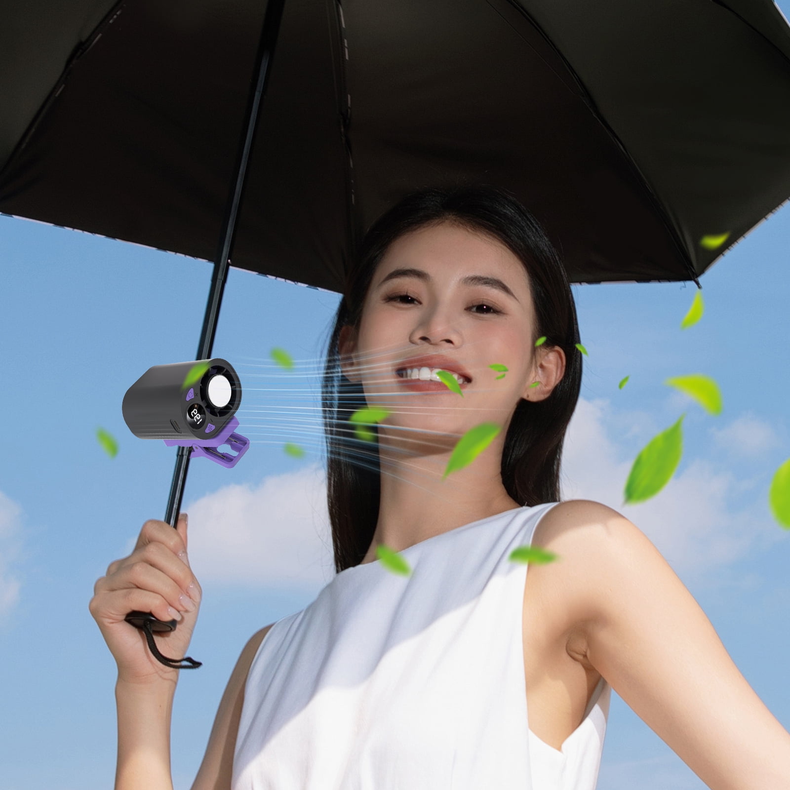 2026 Clip-On Mini Fan, USB Rechargeable Portable Air Conditioner Fan, 3-Speed Silent Bladeless