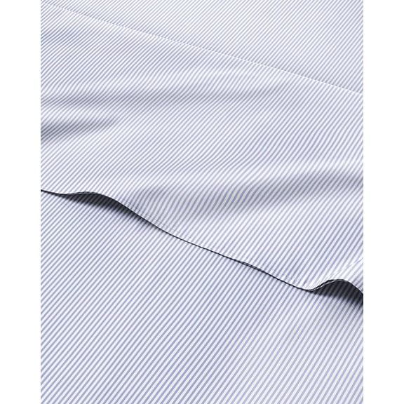 Light Blue and White Striped Sheets - 1 Flat & 1 Fitted Sheet & 2 Pillowcases w/ Deep Pockets - Wrinkle & Fade Resistant - Ultra-Soft, Breathable & Cooling - Luxury Pinstripe Bedding - Full Size