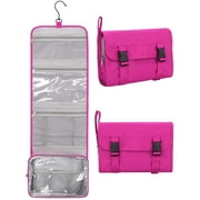 Relavel HangingTravel Toiletry Bag for Women, Large Capacity Toiletries Bag, Travel Essentials Organizer, Hanging Makeup Case for Accessories, Waterproof Bathroom Shower Bag (hot pink)